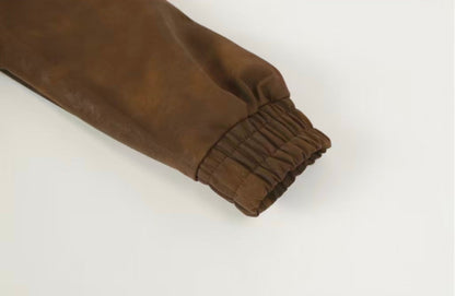 Veste en daim à croix Chrome Hearts - Vêtement d'extérieur streetwear gothique marron 8833