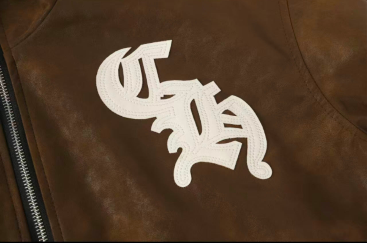 Veste en daim à croix Chrome Hearts - Vêtement d'extérieur streetwear gothique marron 8833
