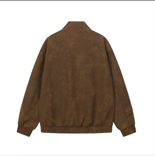 Veste en daim à croix Chrome Hearts - Vêtement d'extérieur streetwear gothique marron 8833