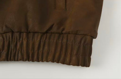 Veste en daim à croix Chrome Hearts - Vêtement d'extérieur streetwear gothique marron 8833