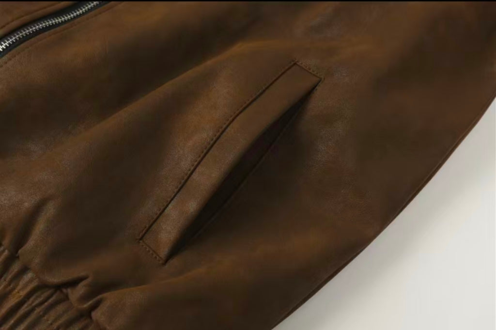 Veste en daim à croix Chrome Hearts - Vêtement d'extérieur streetwear gothique marron 8833