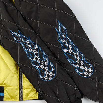 Blouson bombardier Chrome Hearts Flaming Youth - Manteau de ville graphique jaune et noir D10