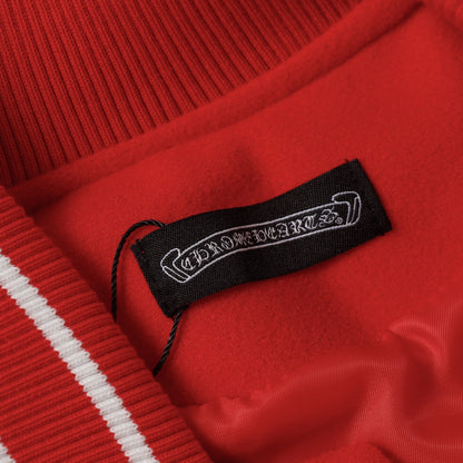 Blouson Teddy Chrome Hearts Red Cross - Manteau de Baseball Street Goth Manches Blanches D68