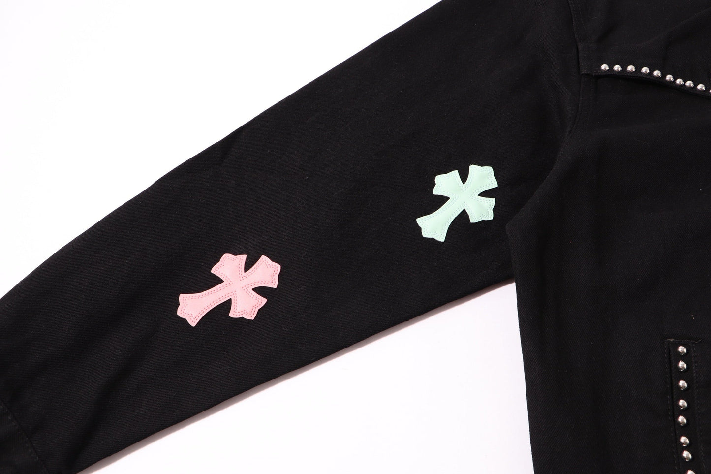 Veste en jean Chrome Hearts Multi Cross cloutée - Manteau streetwear gothique noir H49