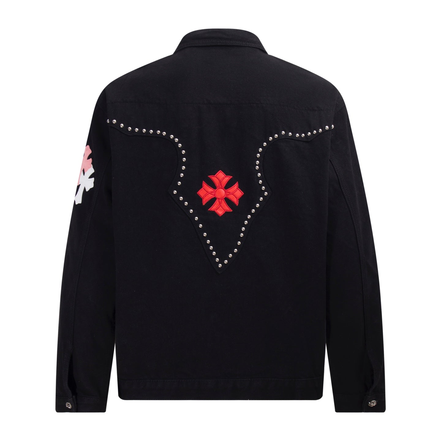 Veste en jean Chrome Hearts Multi Cross cloutée - Manteau streetwear gothique noir H49