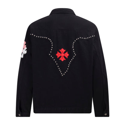 Veste en jean Chrome Hearts Multi Cross cloutée - Manteau streetwear gothique noir H49