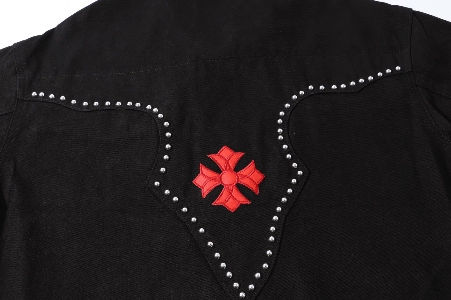 Veste en jean Chrome Hearts Multi Cross cloutée - Manteau streetwear gothique noir H49
