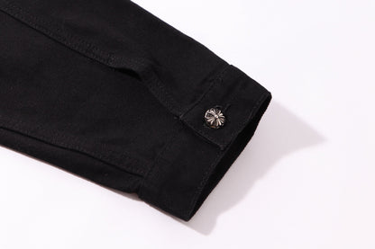 Veste en jean Chrome Hearts Multi Cross cloutée - Manteau streetwear gothique noir H49
