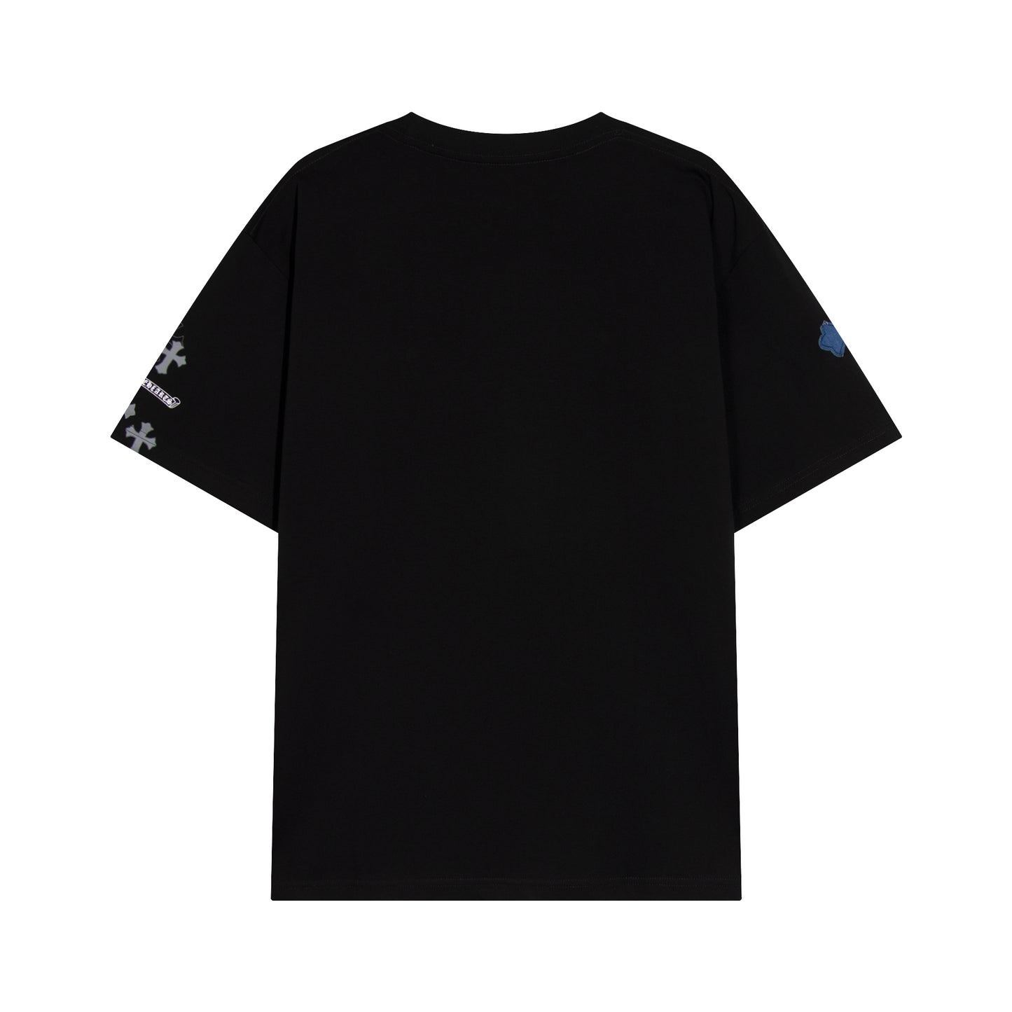 T-shirt à manches courtes en denim épissé Chrome Hearts Cross Metal TB14