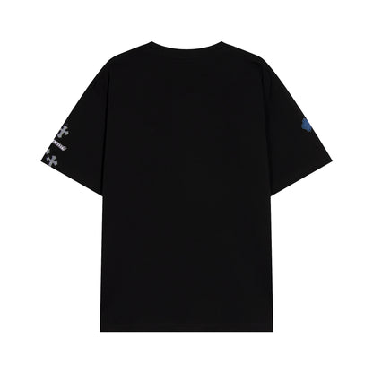 T-shirt à manches courtes en denim épissé Chrome Hearts Cross Metal TB14