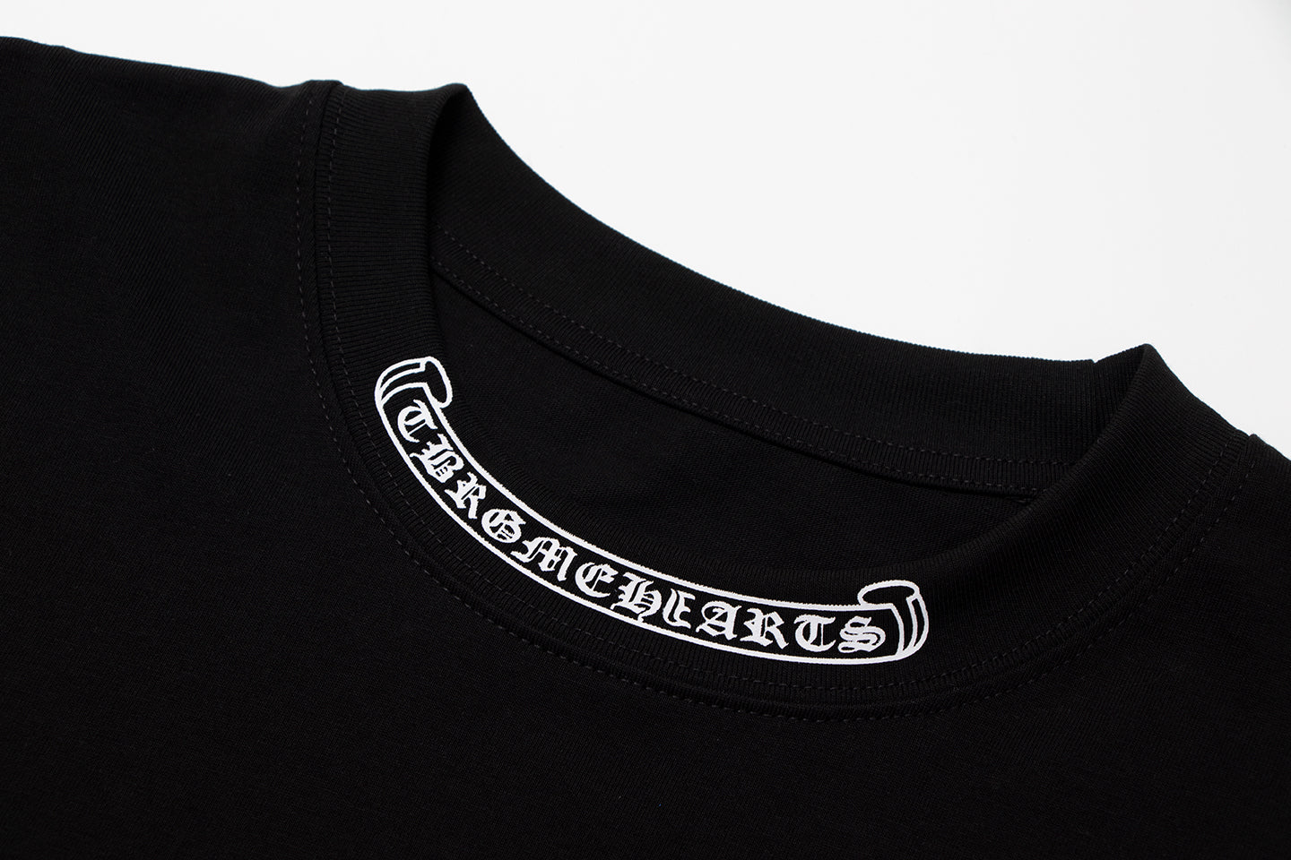 T-shirt à manches courtes en denim épissé Chrome Hearts Cross Metal TB14