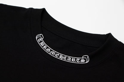 T-shirt à manches courtes en denim épissé Chrome Hearts Cross Metal TB14