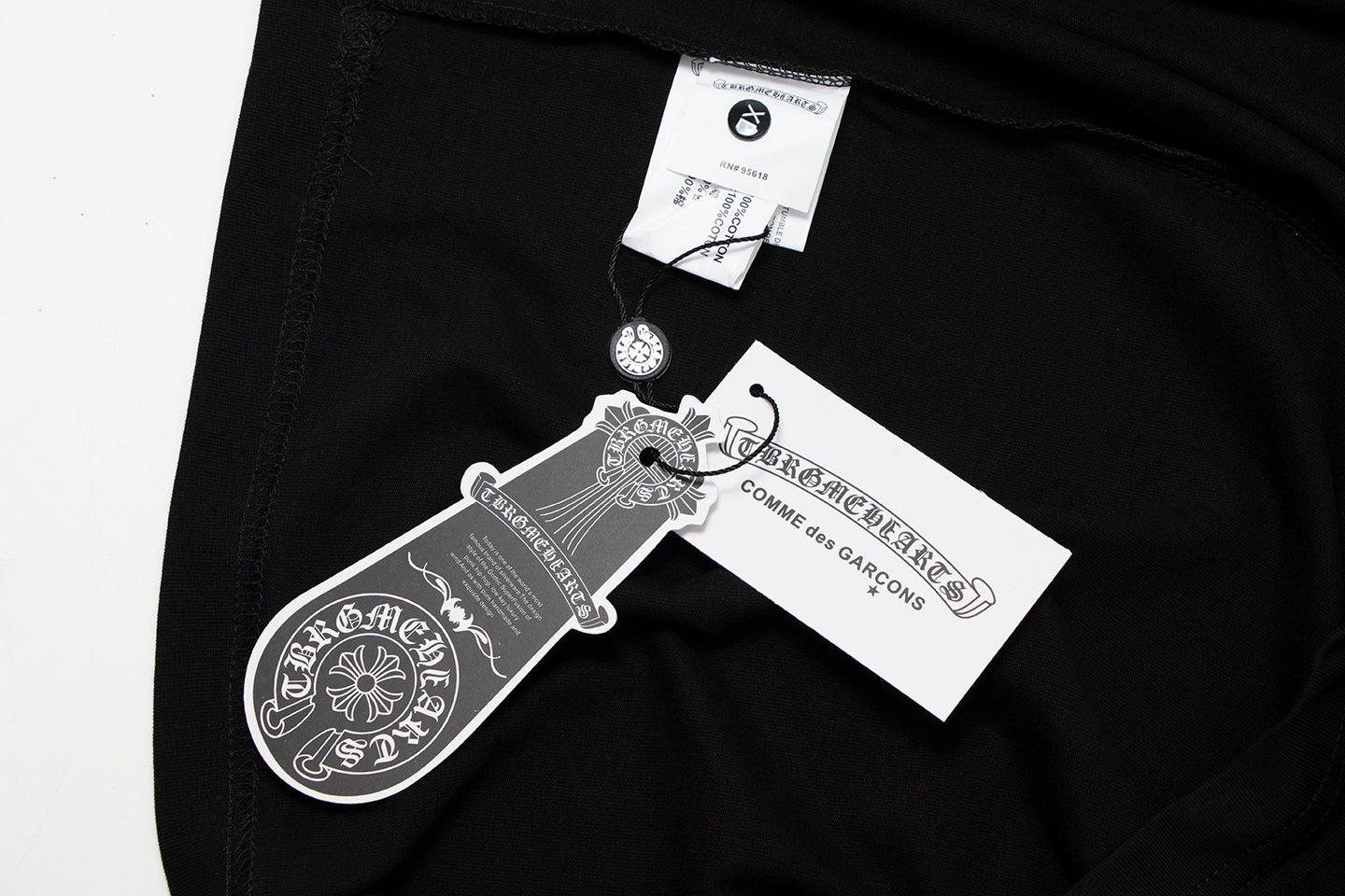 T-shirt à manches courtes en denim épissé Chrome Hearts Cross Metal TB14