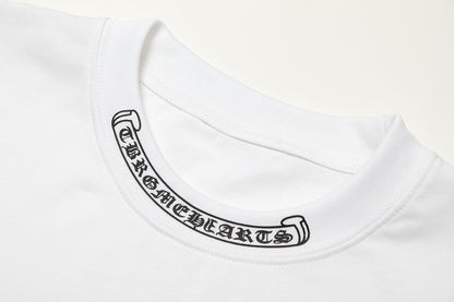 T-shirt à manches courtes en denim épissé Chrome Hearts Cross Metal TB14