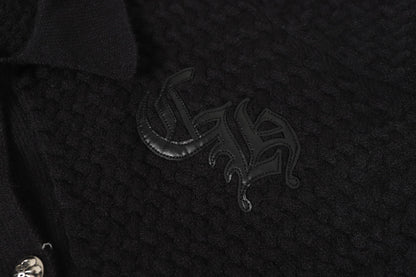 Gilet cardigan en maille Chrome Hearts croix gothique - Veste streetwear noire grise 904