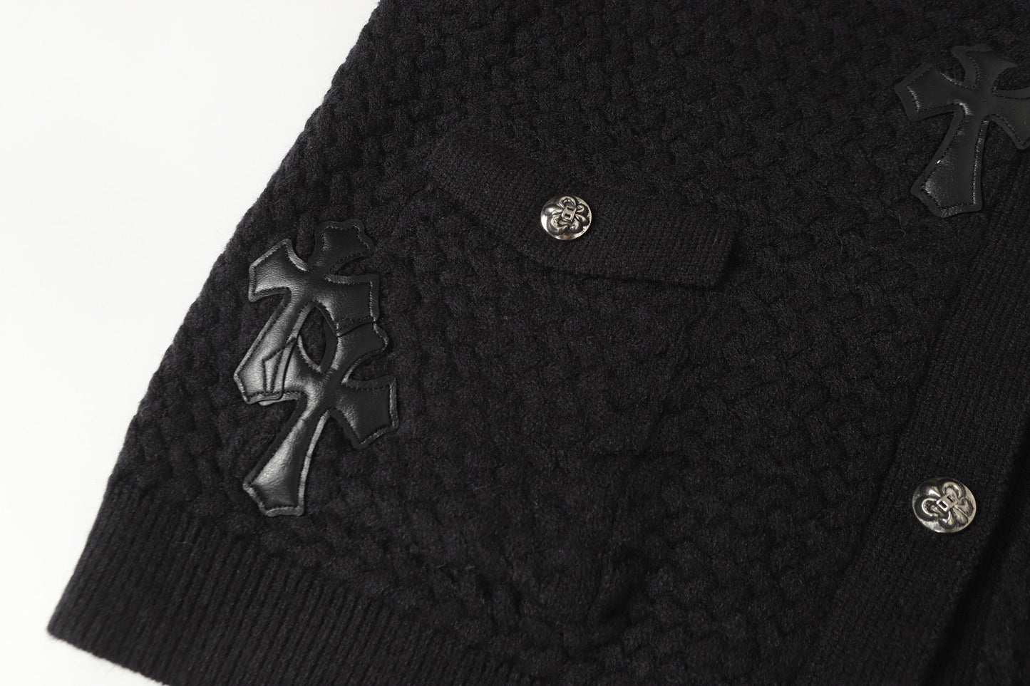 Gilet cardigan en maille Chrome Hearts croix gothique - Veste streetwear noire grise 904