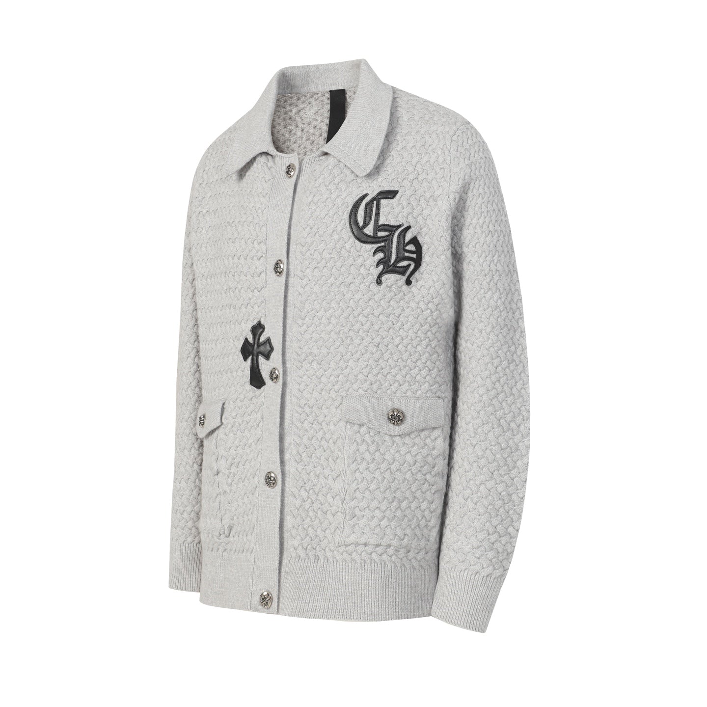 Gilet cardigan en maille Chrome Hearts croix gothique - Veste streetwear noire grise 904