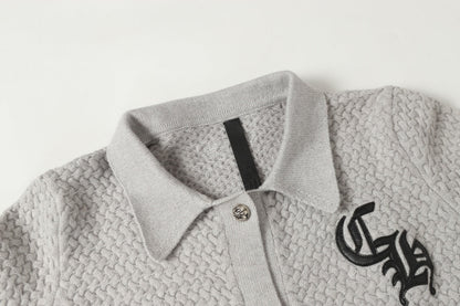 Gilet cardigan en maille Chrome Hearts croix gothique - Veste streetwear noire grise 904