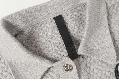 Gilet cardigan en maille Chrome Hearts croix gothique - Veste streetwear noire grise 904