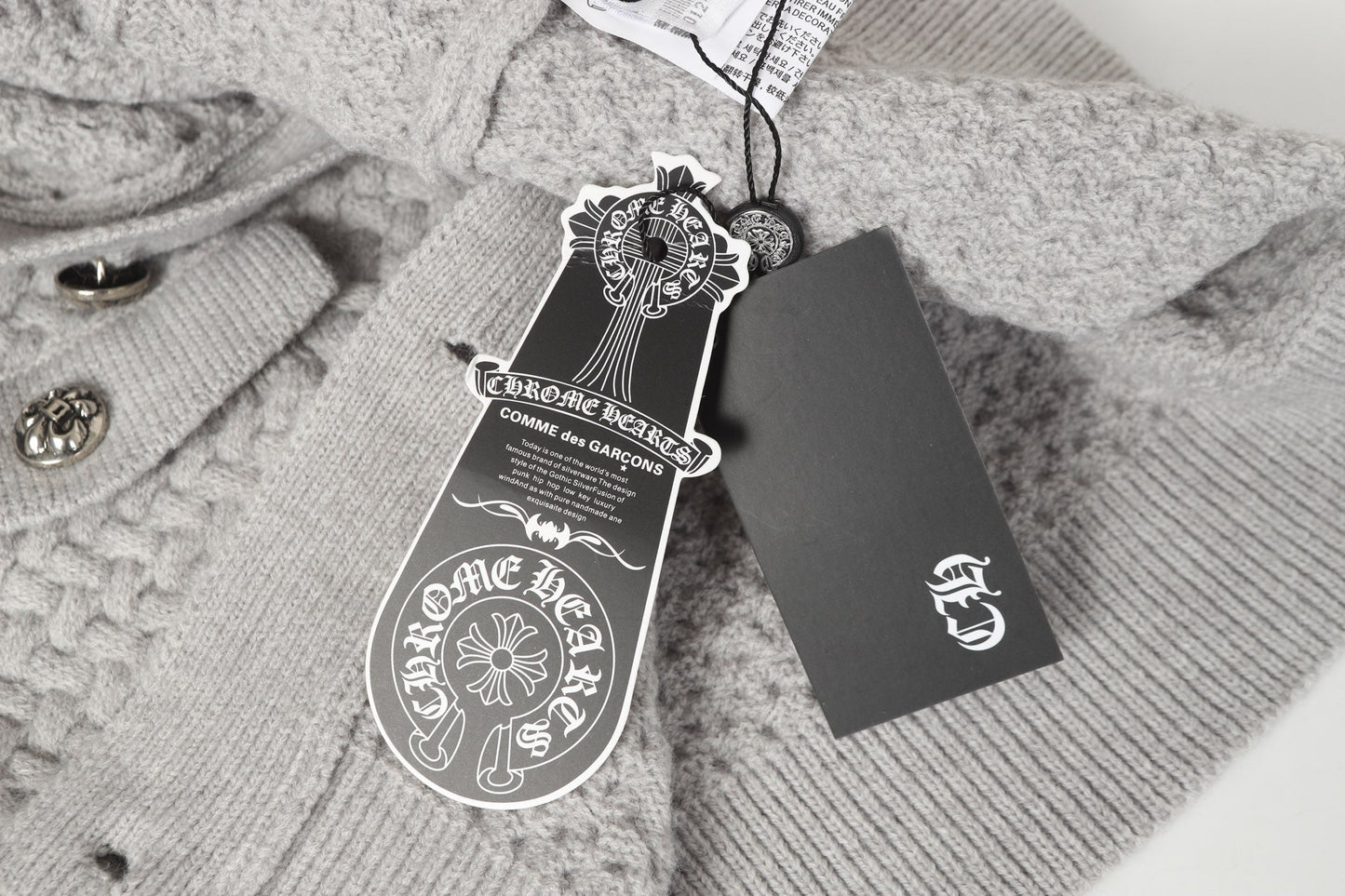 Gilet cardigan en maille Chrome Hearts croix gothique - Veste streetwear noire grise 904