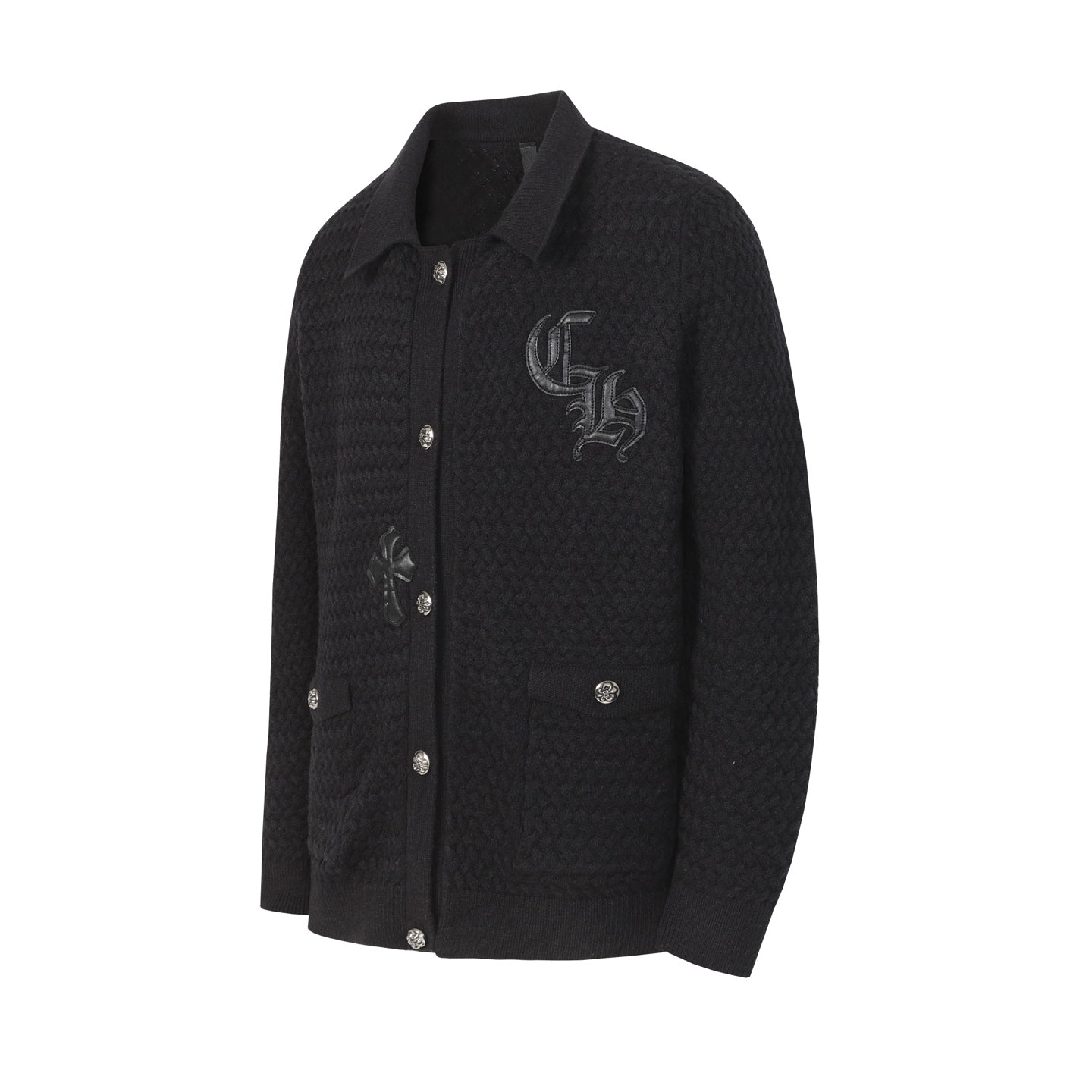 Gilet cardigan en maille Chrome Hearts croix gothique - Veste streetwear noire grise 904