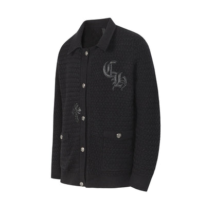 Gilet cardigan en maille Chrome Hearts croix gothique - Veste streetwear noire grise 904