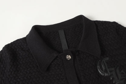 Gilet cardigan en maille Chrome Hearts croix gothique - Veste streetwear noire grise 904