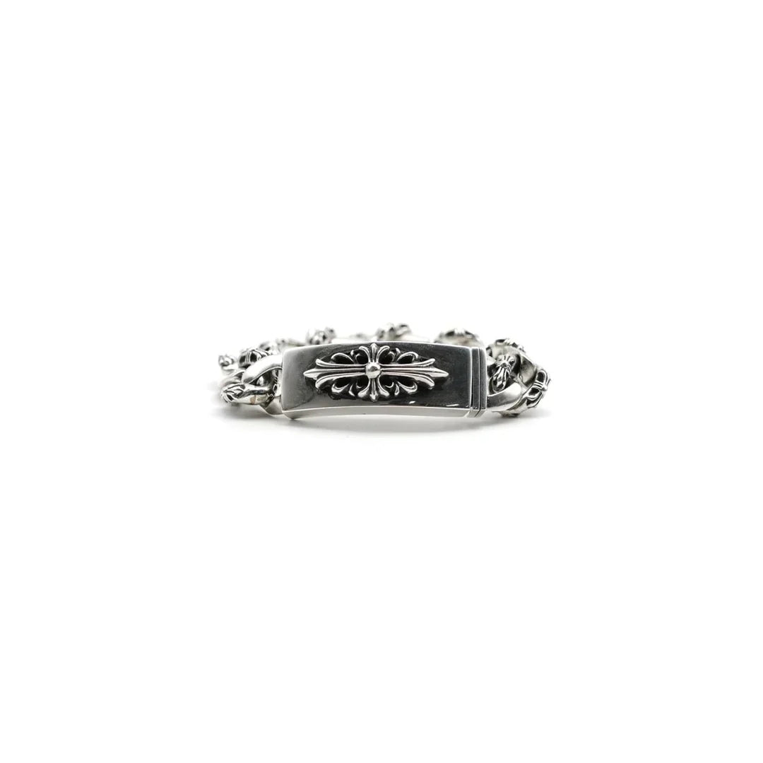 Bracelet cubain Chrome Hearts en argent avec maillons croisés
