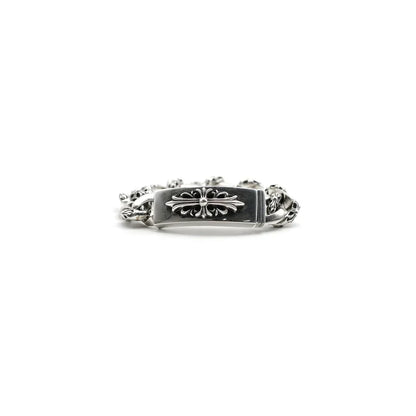 Bracelet cubain Chrome Hearts en argent avec maillons croisés