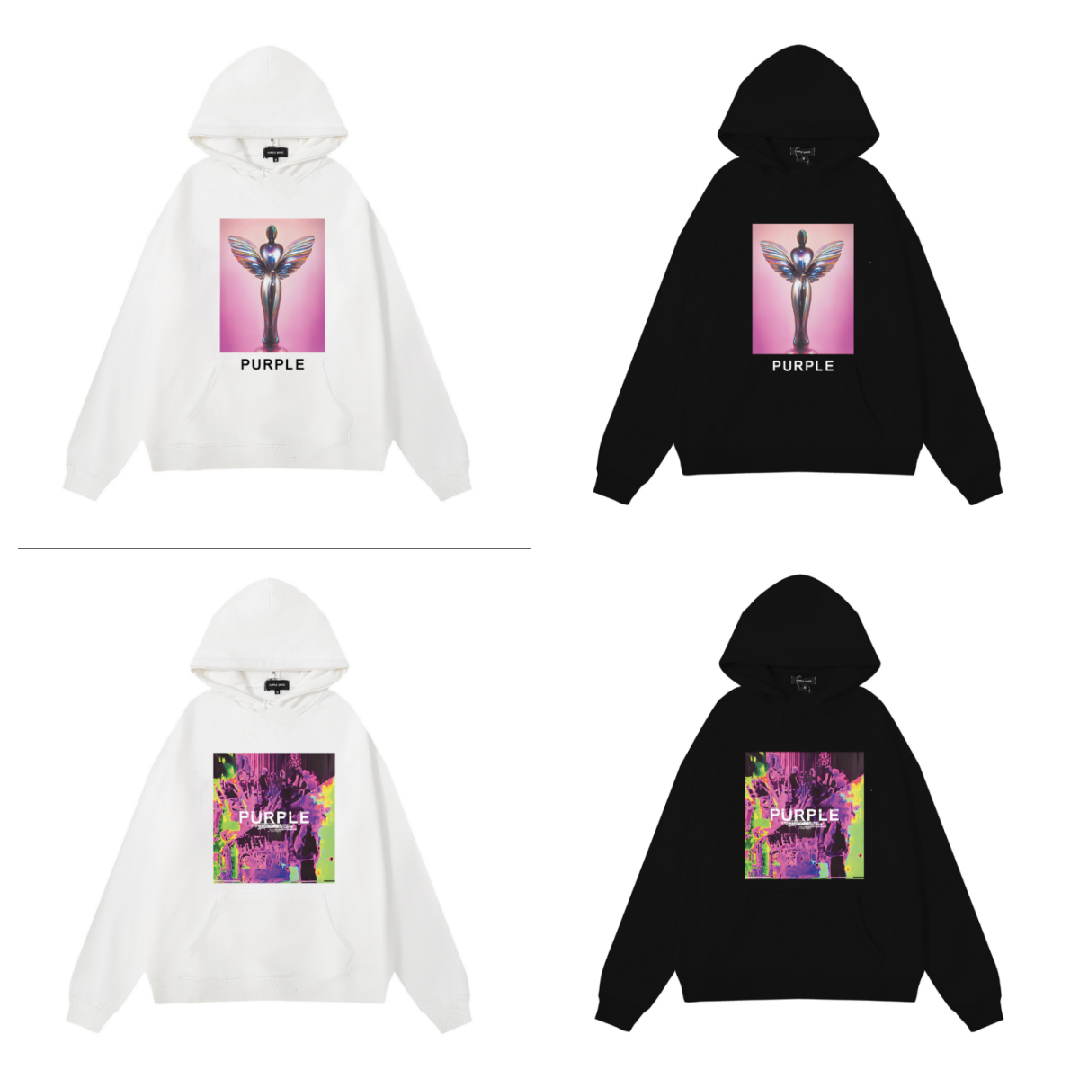 Nouveau sweat à capuche violet 1980