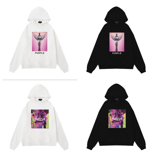 Nouveau sweat à capuche violet 1980