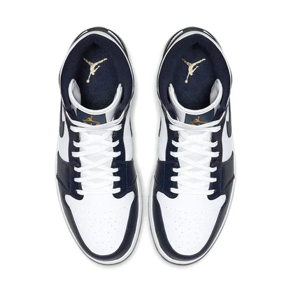 Air Jordan 1 Mid 'White Metallic Gold Obsidian'