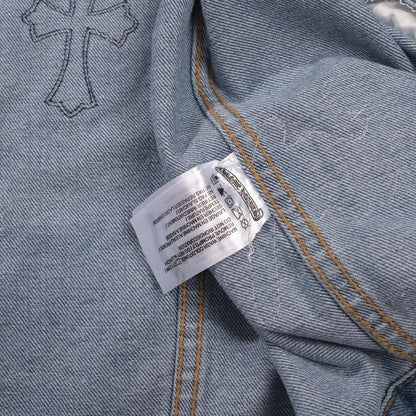 Veste en jean Chrome Hearts Patchwork - Veste de rue gothique bleue vintage 0789