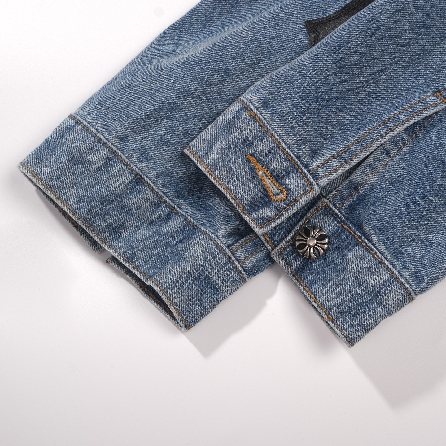 Veste en jean Chrome Hearts Patchwork - Veste de rue gothique bleue vintage 0789