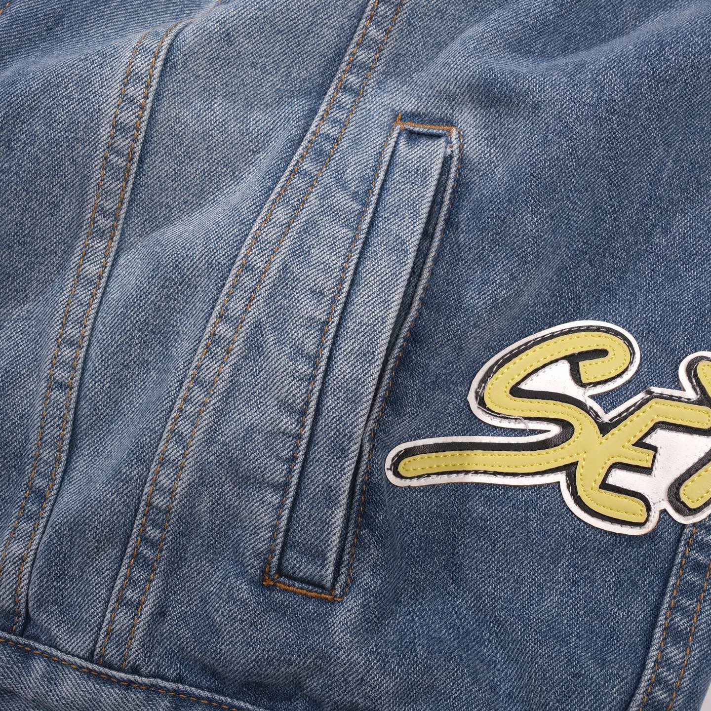 Veste en jean Chrome Hearts Patchwork - Veste de rue gothique bleue vintage 0789