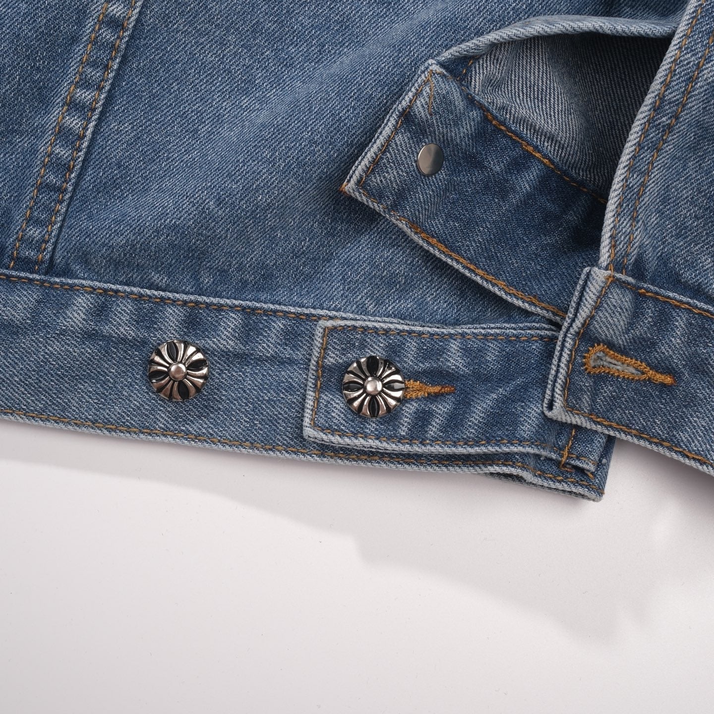 Veste en jean Chrome Hearts Patchwork - Veste de rue gothique bleue vintage 0789