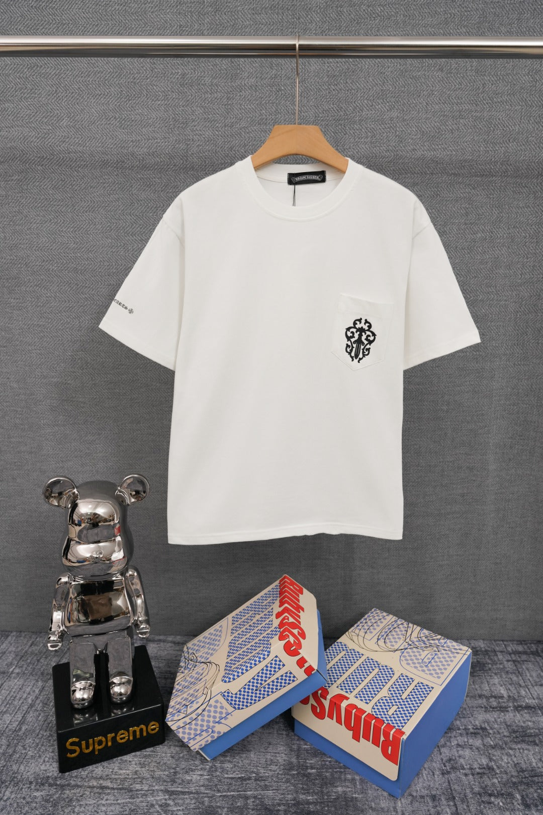T-shirt côtelé à manches courtes personnalisé Chrome Hearts KT32