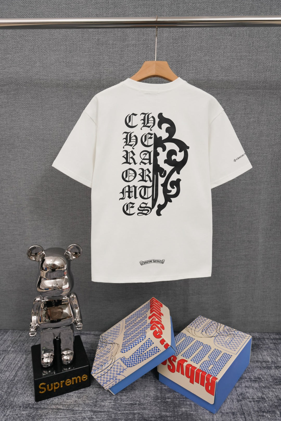 T-shirt côtelé à manches courtes personnalisé Chrome Hearts KT32