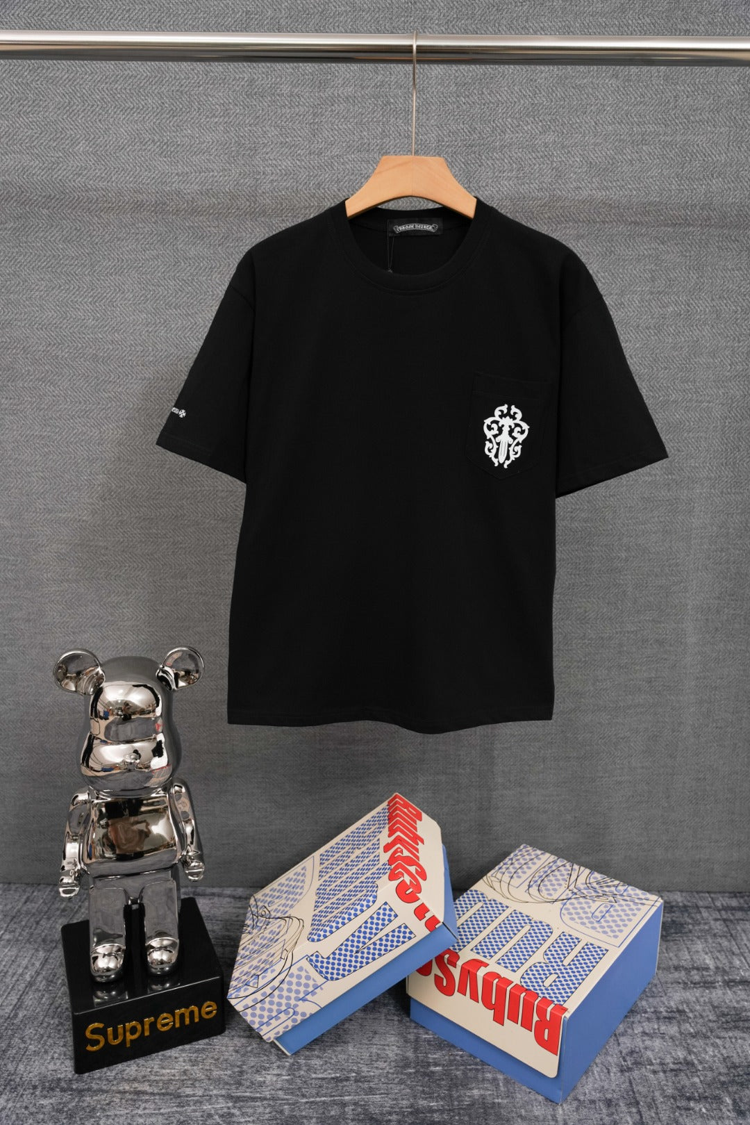 T-shirt côtelé à manches courtes personnalisé Chrome Hearts KT32