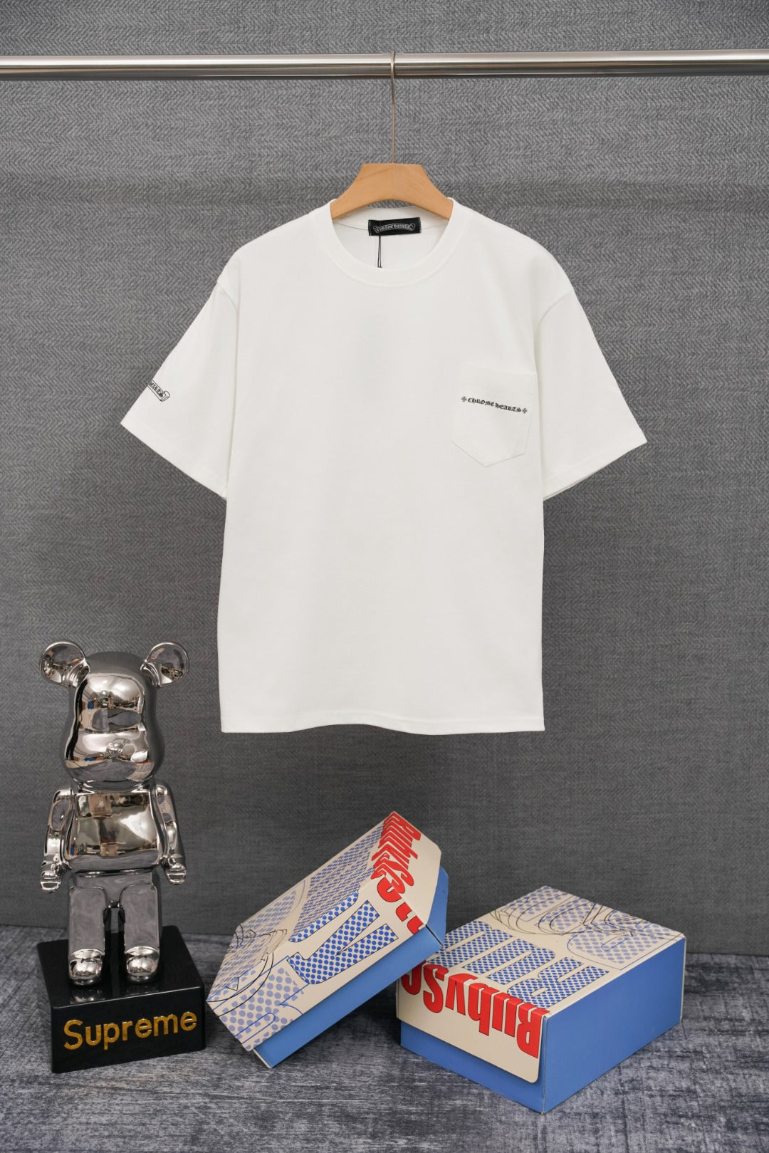 T-shirt à manches courtes côtelé personnalisé Chrome Hearts KT33