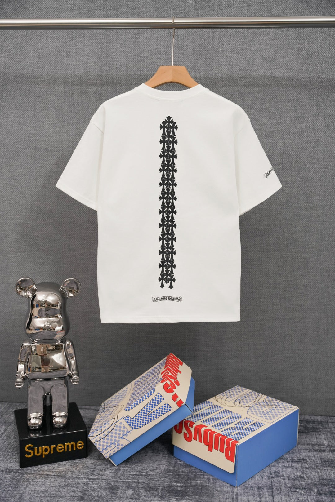 T-shirt à manches courtes côtelé personnalisé Chrome Hearts KT33
